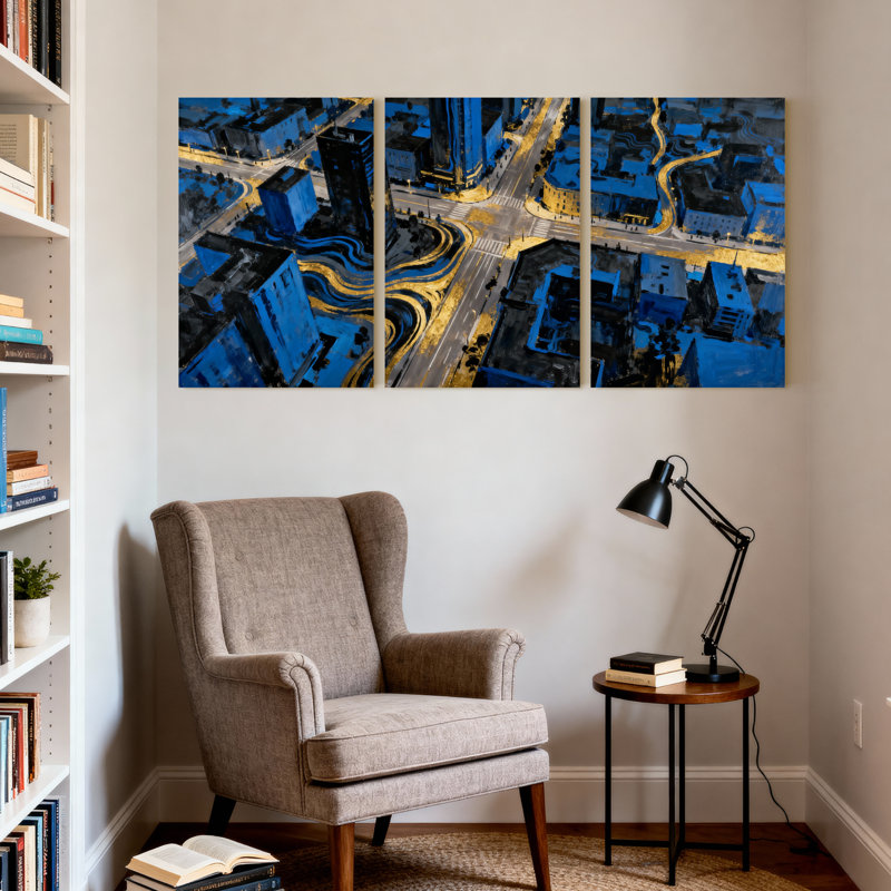 Ensemble de 3 reproductions d'art mural sur toile, villes et pays, H 30 po x l 60 po
