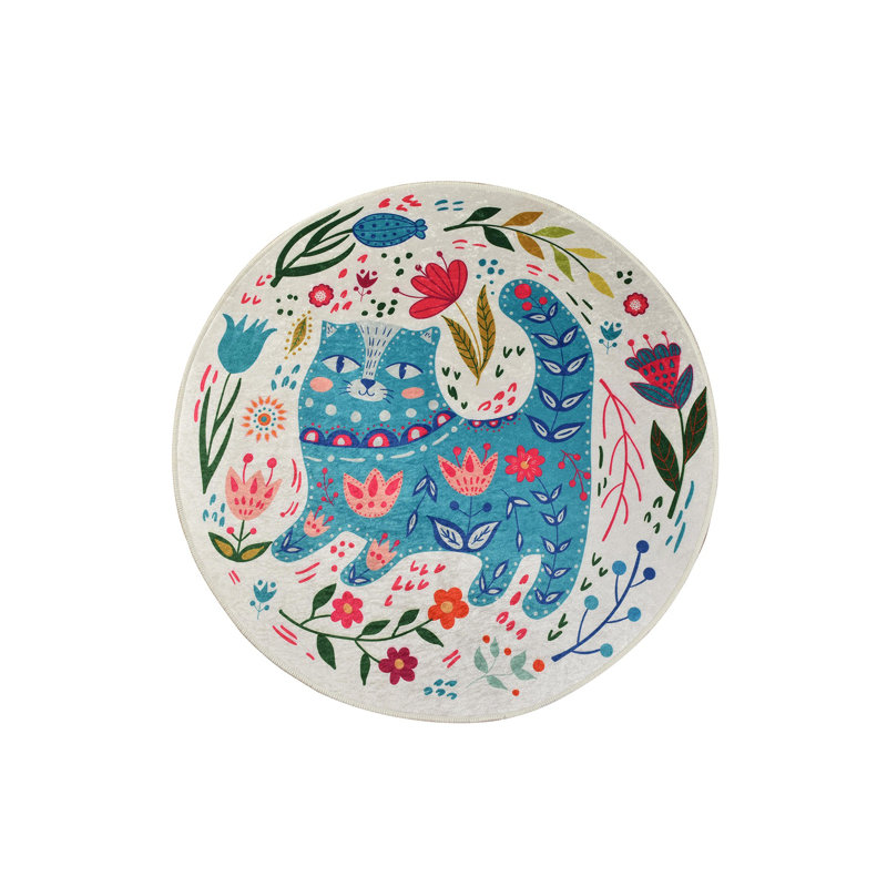 Antibacterial Round Carpet, 39.4 Inches Diameter, 100% Polyester, 0.2 Inches Pile Height | Non-Slip Underside, Machine Washable | Perfect for Living Room, Bedroom, and Playroom, Soft and Durable Design