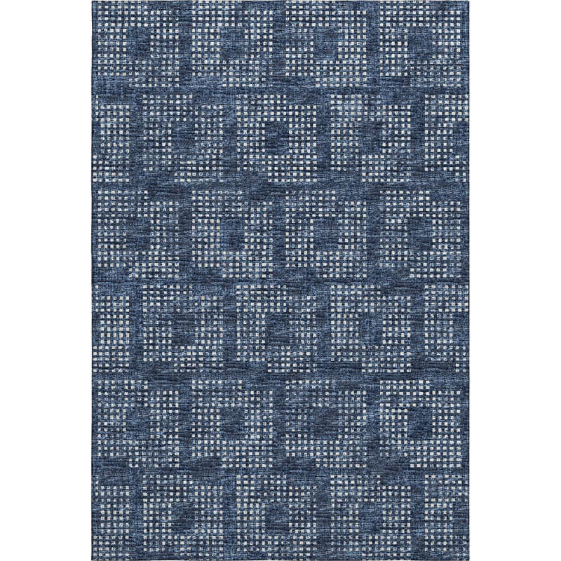 Premium Machine Washable Mayfield AMF33 Geometric Rug, Blue, 3' x 5'