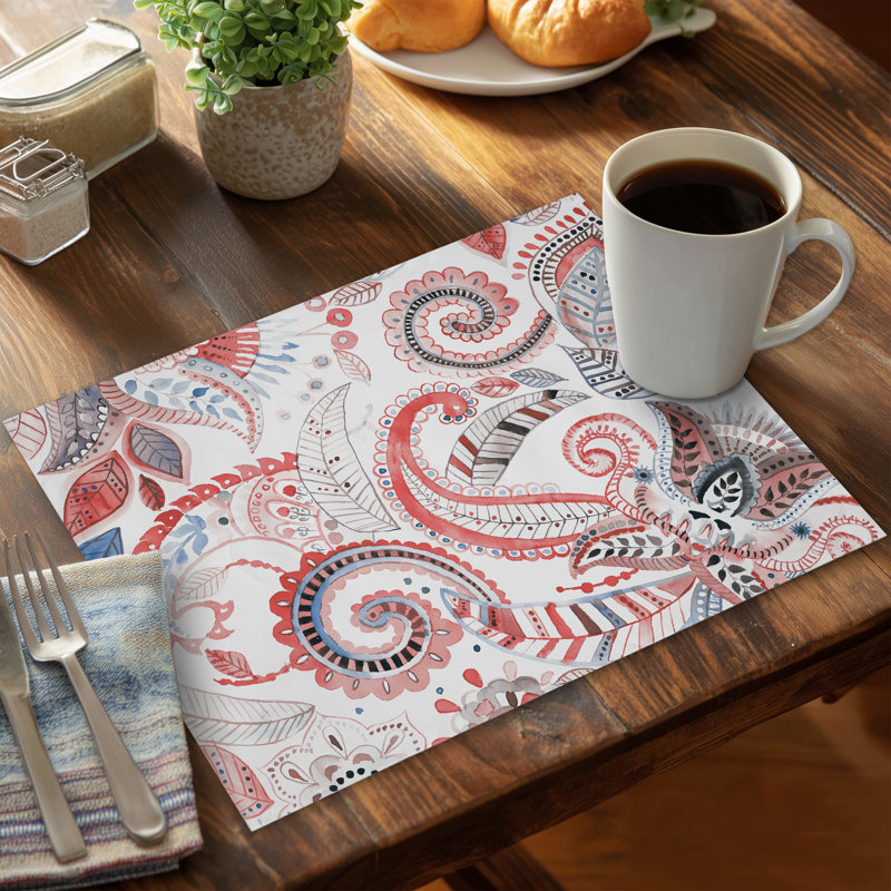 Paisley Pattern Blue Bedroom Placemat - Polyester Home Decor