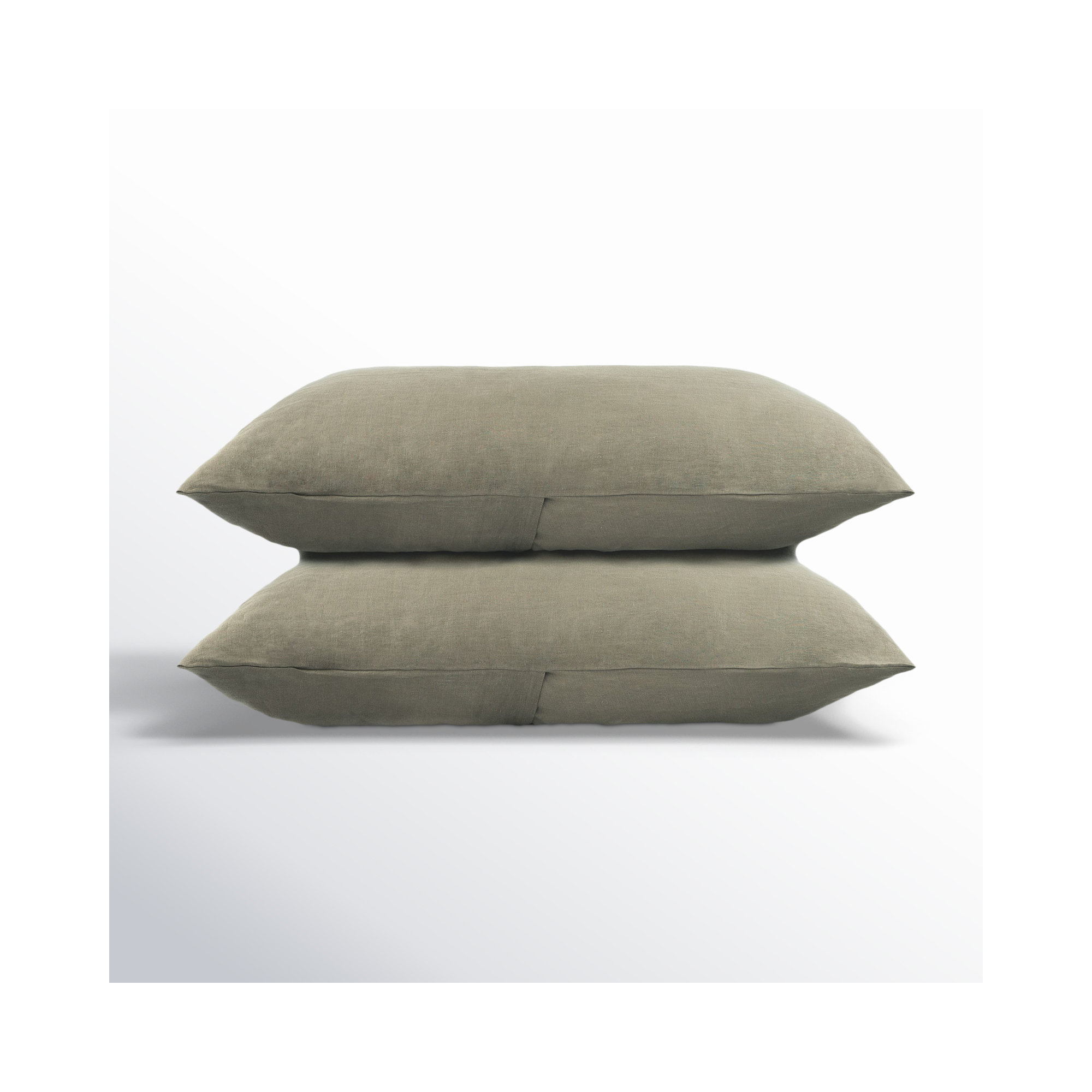 100% French Linen Pillowcase Set, Moss, King Pillowcase