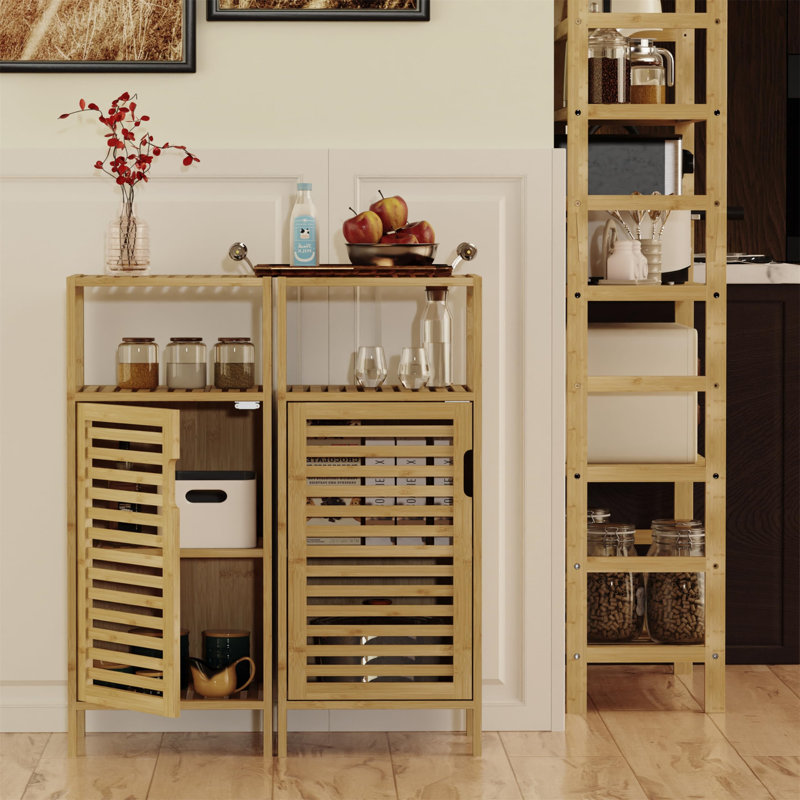 Amaal Bamboo Freestanding Linen Cabinet, Natural