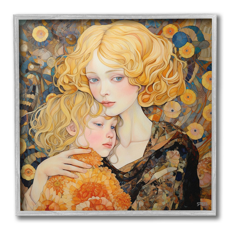 Blond, mère et enfant, estampe numérique, ArtbyRB, H 12 po x l 12 po, Estampe numérique Farmhouse