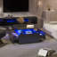 Coffee Table, 78x78x40cm Living Room Table with 2 Drawers-899351907