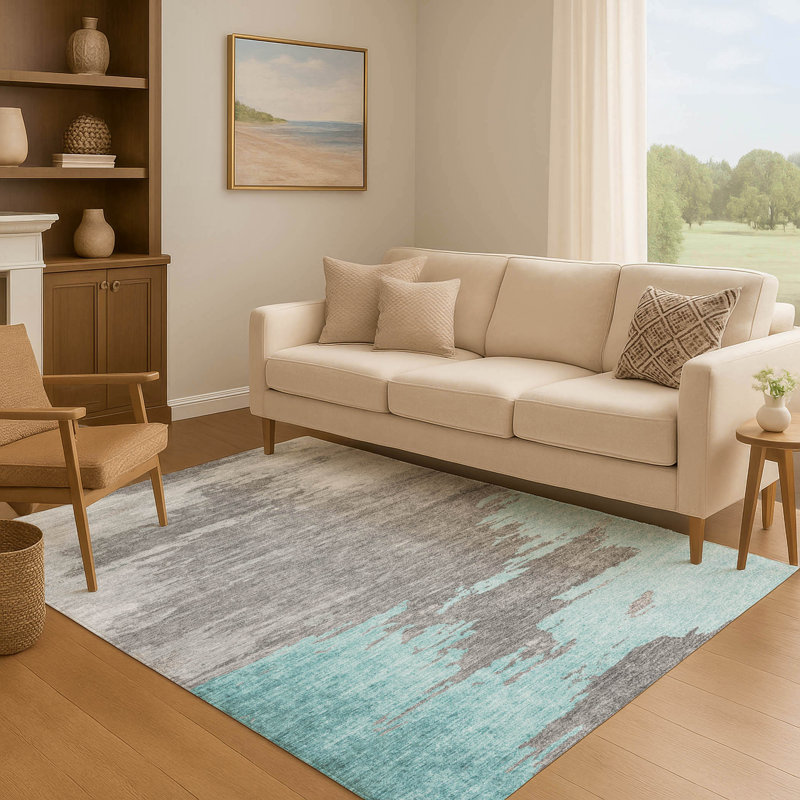 Premium Machine Washable Ansley Abstract Rug, Rectangle 2'6" x 3'10"