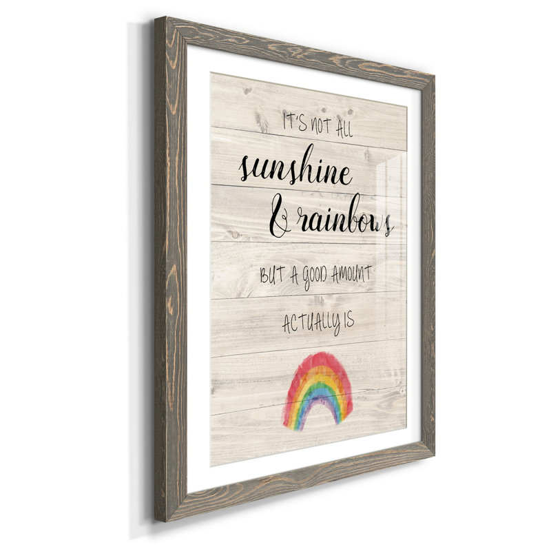 Sunshine and Rainbows - Cadre photo, impression d'art textuel sur papier, H 31,5 po x l 23,5 po x P 1,5 po, gris