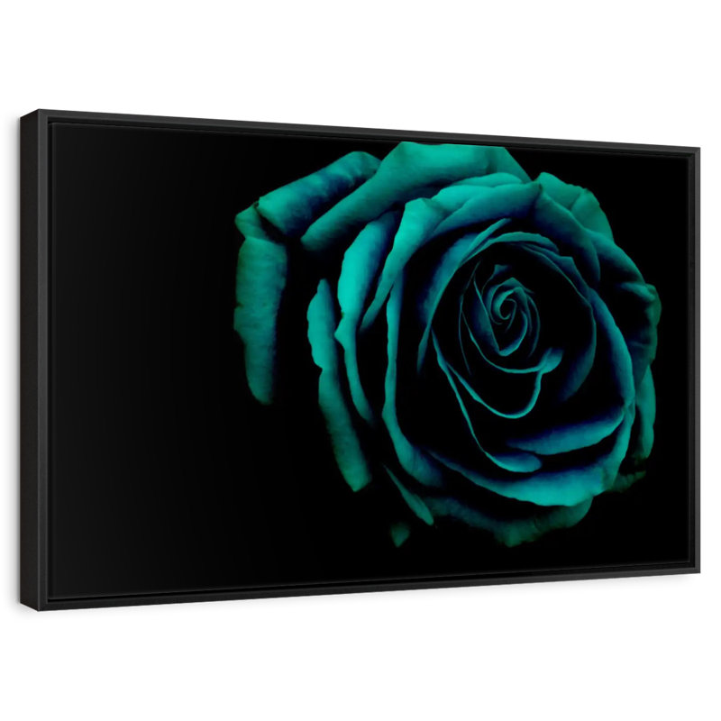 Green Flower, 19" X 13", Floating Frame Black