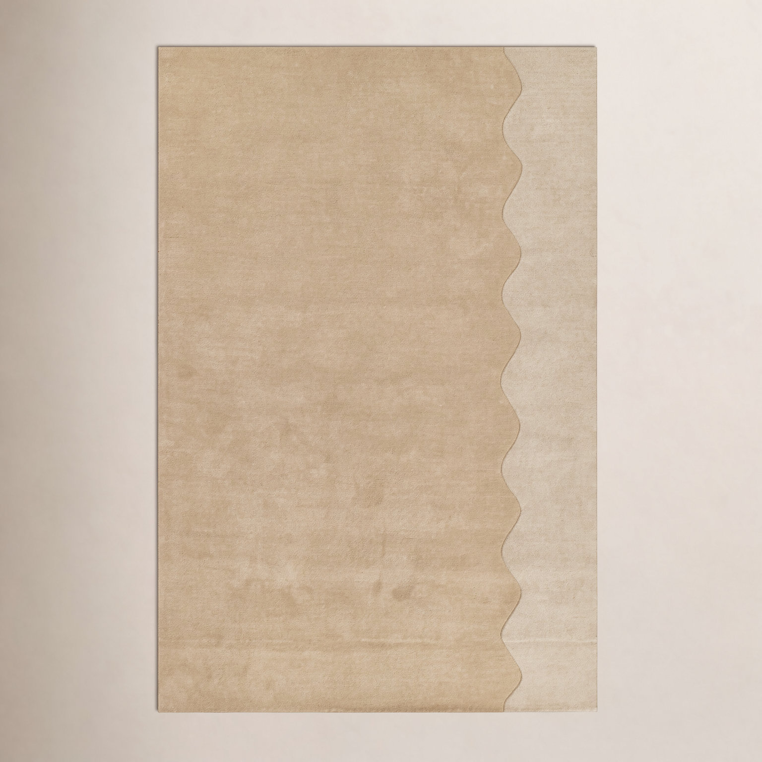 Beige Hand-Tufted Geometric Wool Rug, 6' X 9'