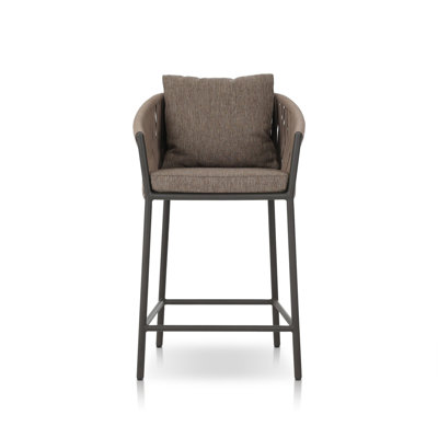 Tabouret de patio en teck avec coussin