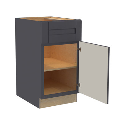 Gallery Express Mercer Plywood Assembled 12 in W X 21 in D X 34.5 in H Vanity Depth Base Kitchen Cabinet with Drawer Right in Onyx