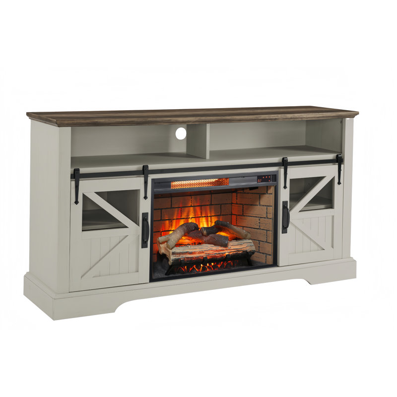 60" Electric Fireplace Entertainment Center With Door Sensor