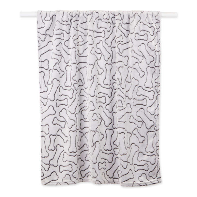 Bone Print Black and Gray Reversible Pet Blanket