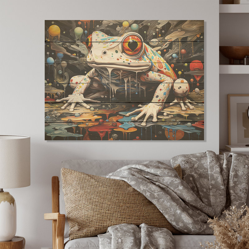 Minimalisme, crapauds grenouilles - grenouilles et crapauds, art mural sur bois de pin naturel, H 30 po x l 40 po