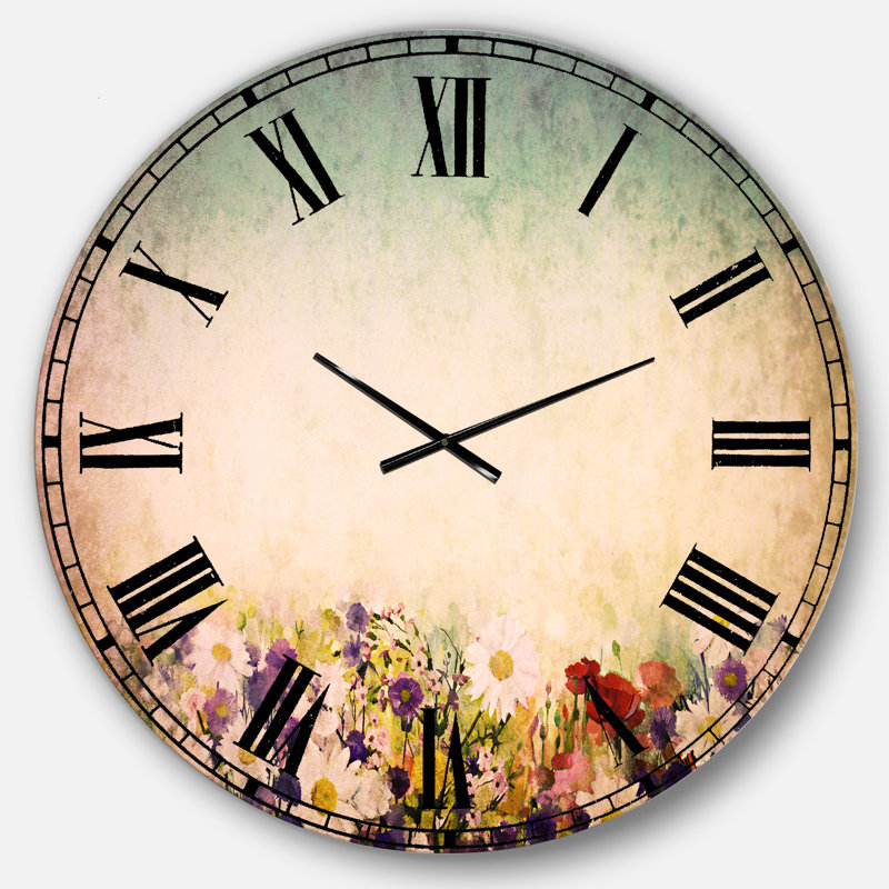 Douces fleurs au printemps - horloge murale traditionnelle, Grand