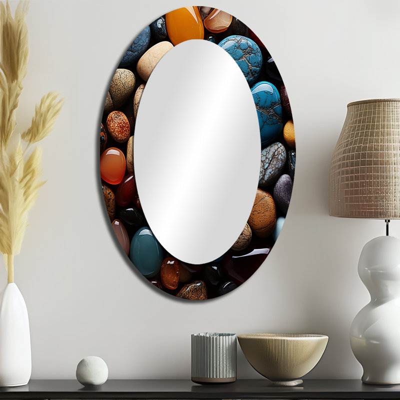 Spiritual Stones Of Harmony I - Miroir décoratif spirituel sur métal, 36 po x 24 po