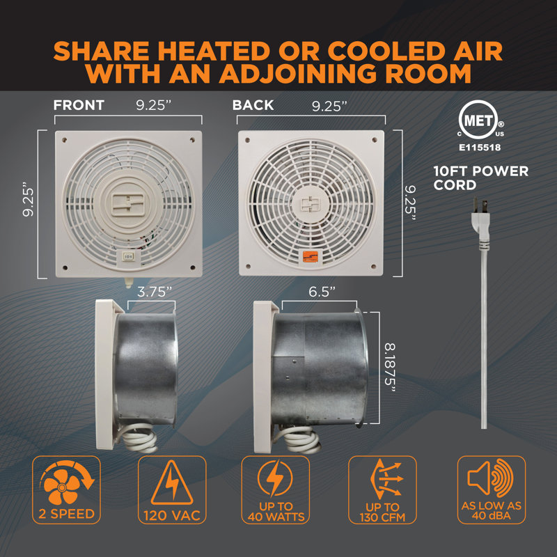 ThruWall™ 8" Room-to-Room Transfer Fan