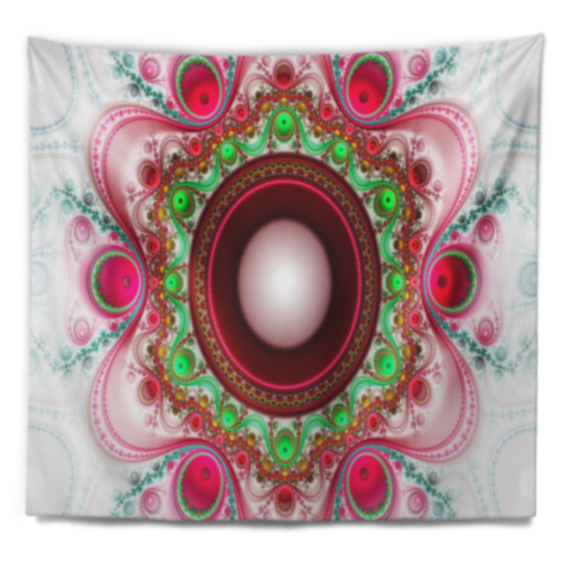 Motif fractal rose abstrait avec cercles tapisserie, H 68 po x l 80 po