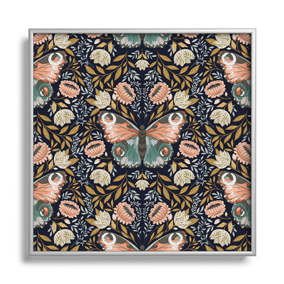 Morris Inspired Butterfly III - Peinture sur verre encadrée