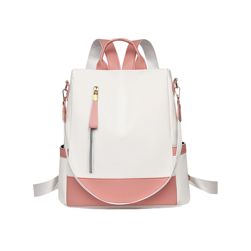 A Storage Soft Leather -Theft Large Capacity Backpack, Pink