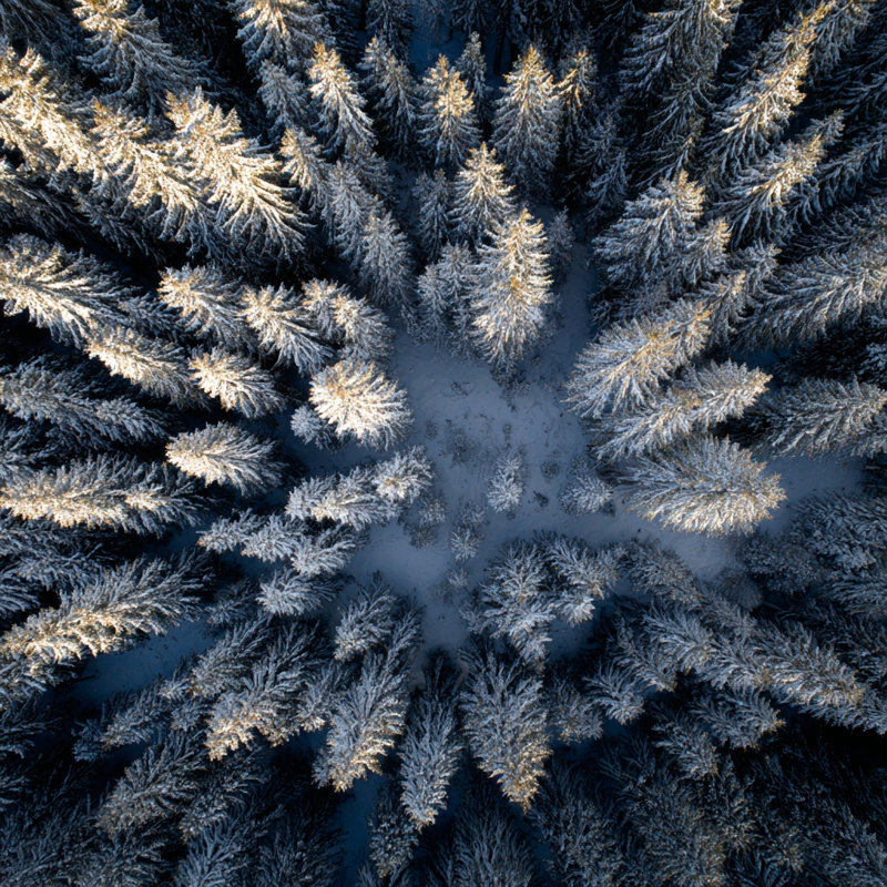 Art mural sur toile Golden Frost Pines, H 30 po x l 30 po