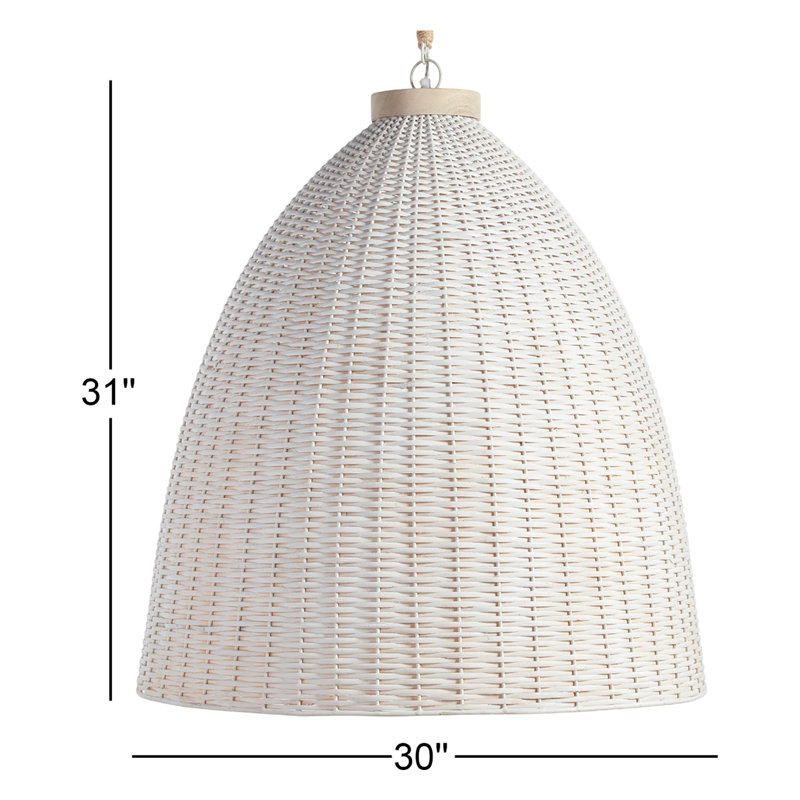 Luminaire suspendu en forme de dôme à 1 lumière Olsen, H 92 po x l 30 po x P 30 po, Blanchir