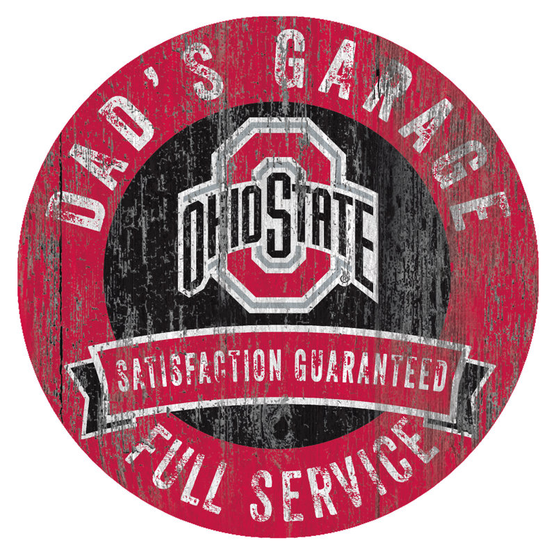 «NCAA Dad's Garage Sign», impression sur bois, Université Ohio State