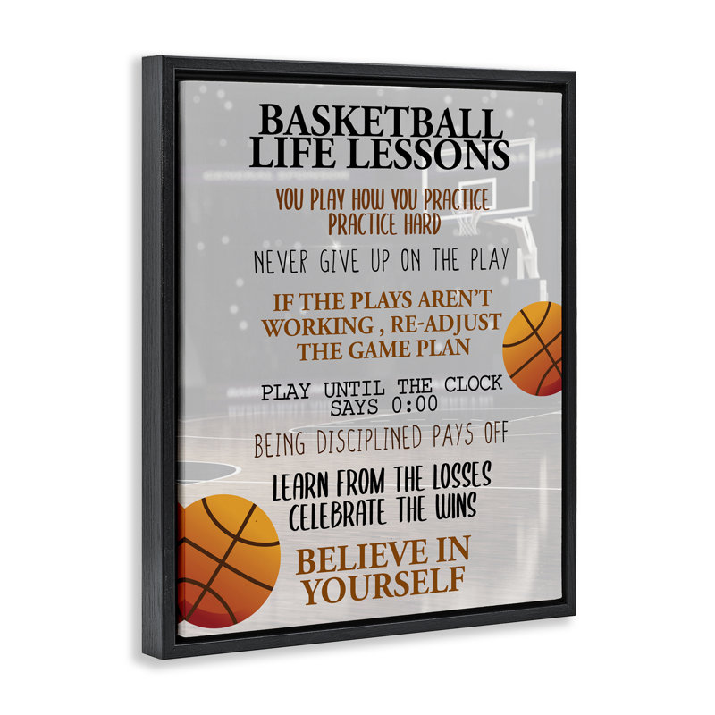 Cadre flottant Basketball Life Lessons, design par Kim Allen, Cadre flottant noir de jais, H 21 po x l 17 po