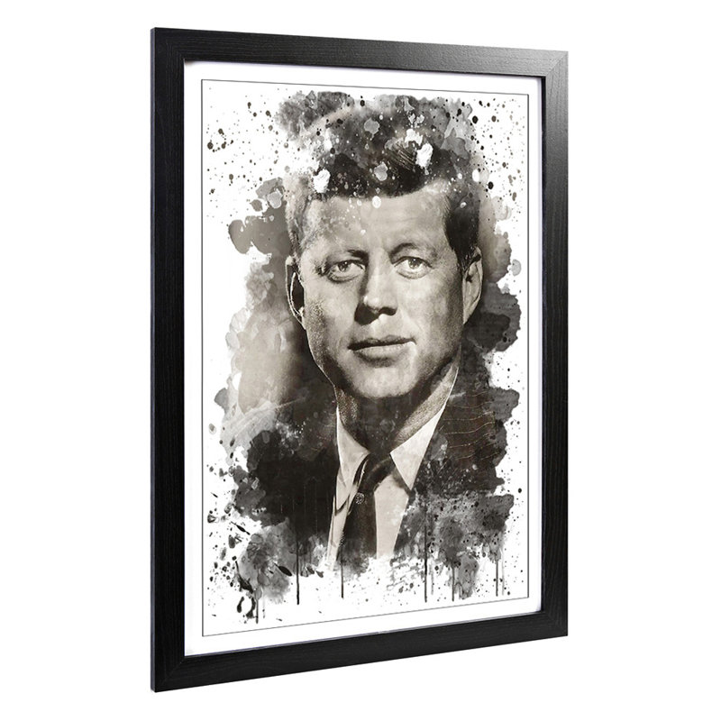 John F Kennedy JFK President - Wall Art, 62cm H x 45cm W, Framed Picture