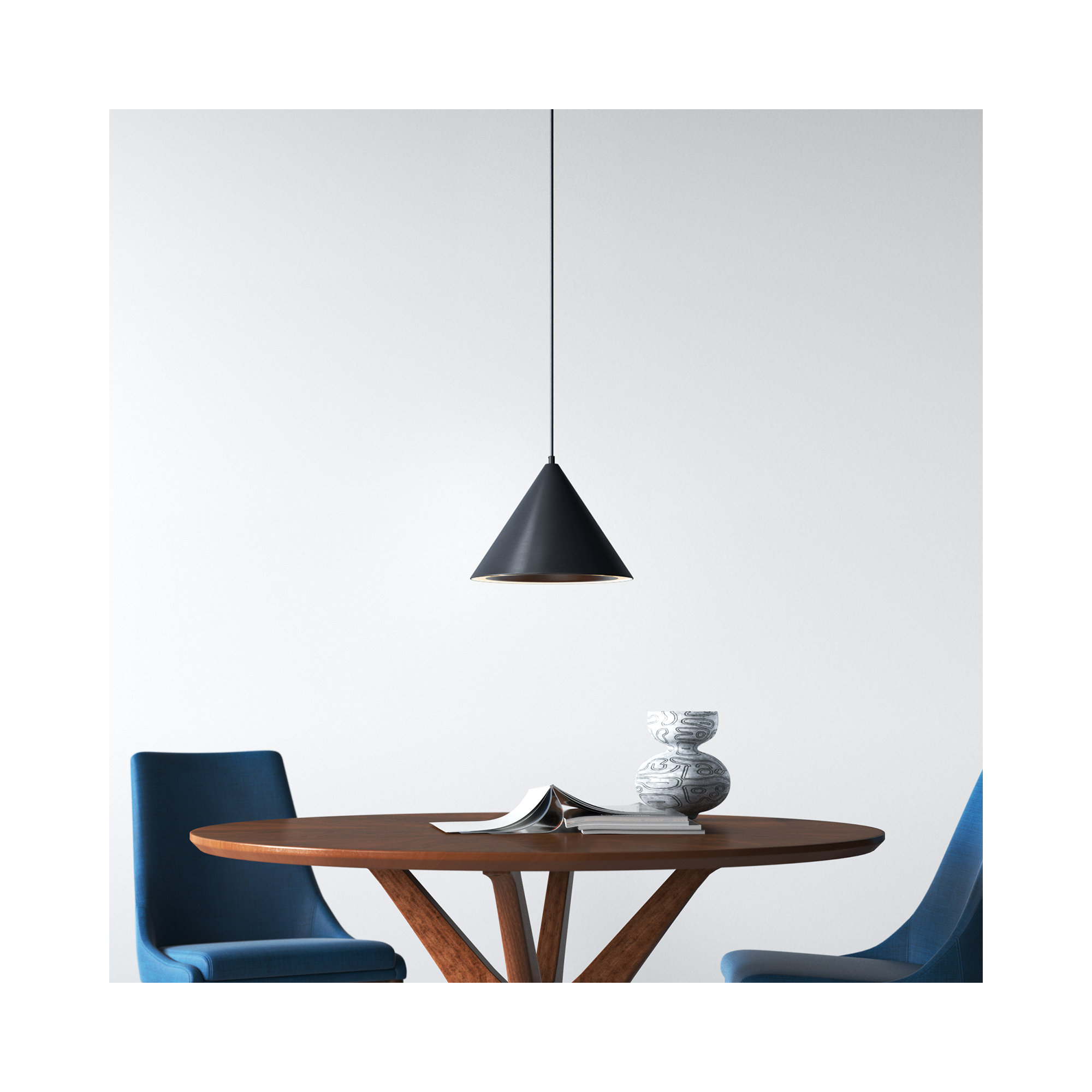 Johnston Single Light Metal Dimmable LED Pendant, Black, 9.5" H x 12.5" W x 12.5" D