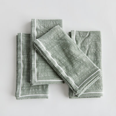 Ensemble de 6 serviettes de table en coton vert olive Olenna Feuille