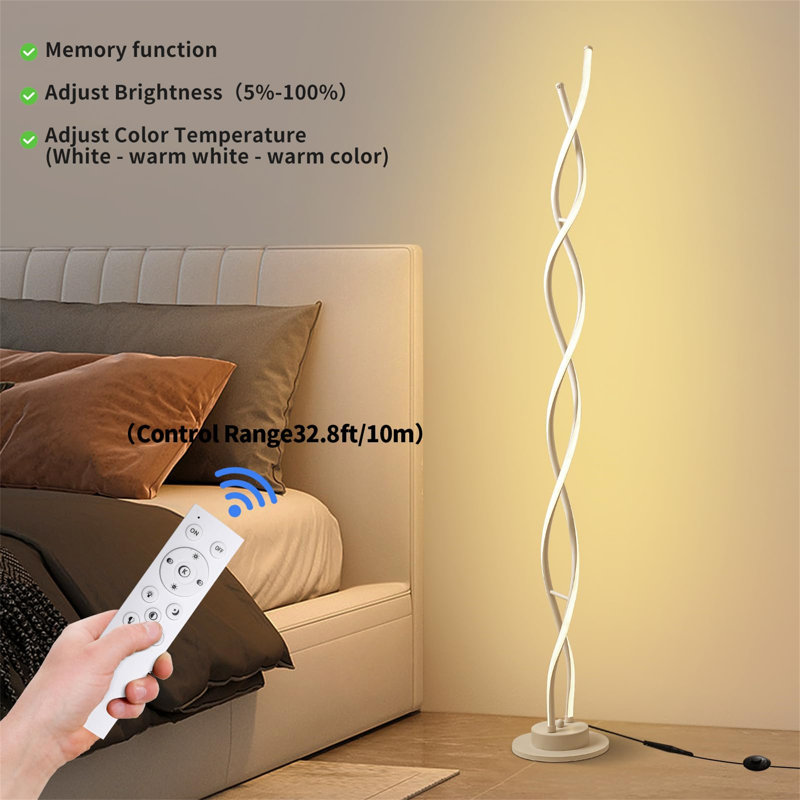 Floor Lamp,LED Floor Lamps For Living Room,3 Color Temperature & 5 Brightness Levels Standing Lamp,55''  Lamps For Living Room With Remote Control And Foot Switch.