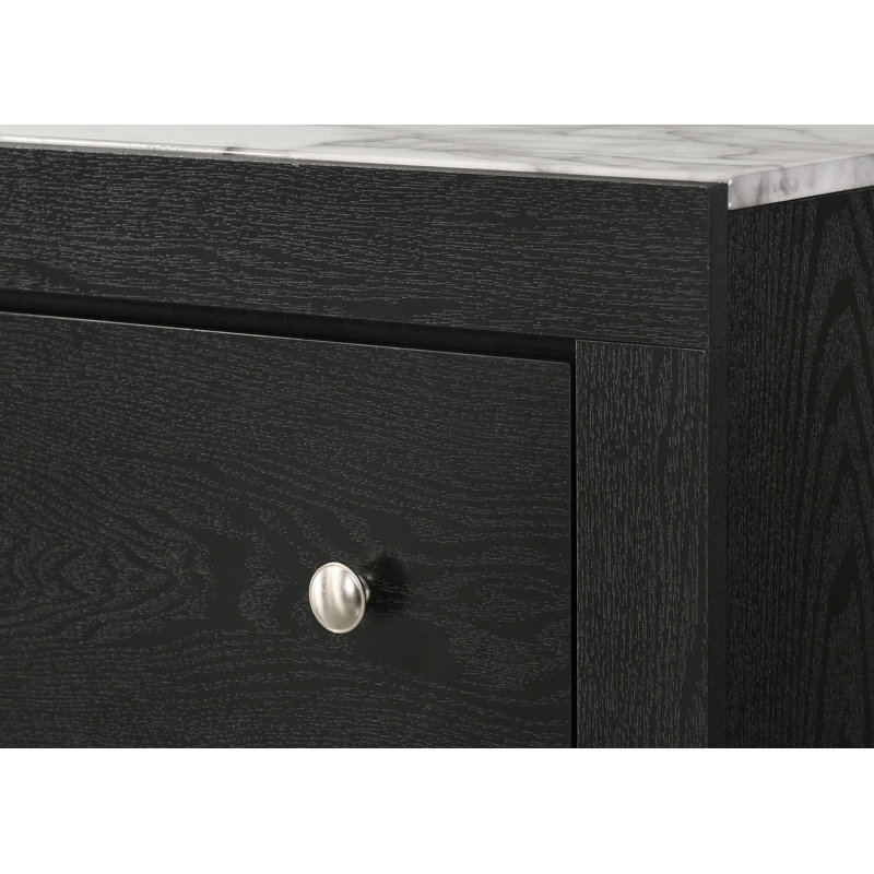 Commode moderne avec plateau en faux marbre et 6 tiroirs, commode décorative