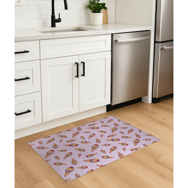 Tapis de cuisine antidérapant Summer Ice Cream, Lavande, Rectangle 5 pi x 7 pi