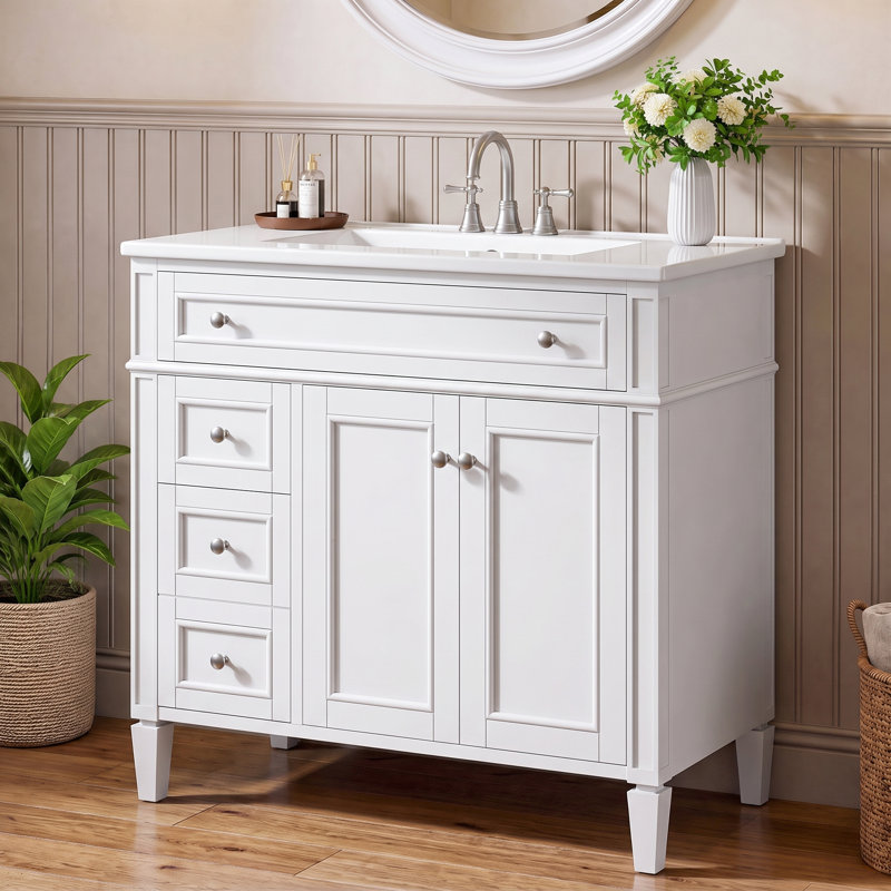 36" Bathroom Vanity With Ceramic Sink