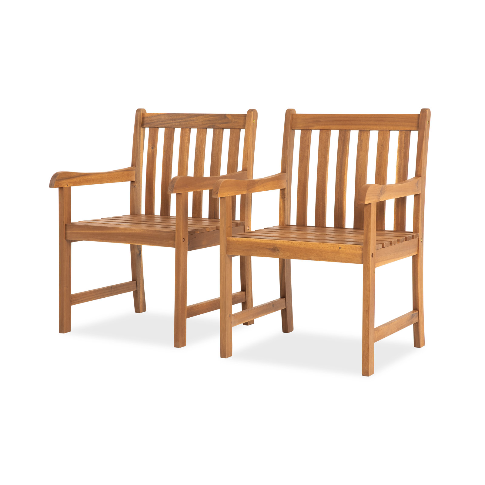 Solid Wood Patio Dining Armchair (Set of 2)