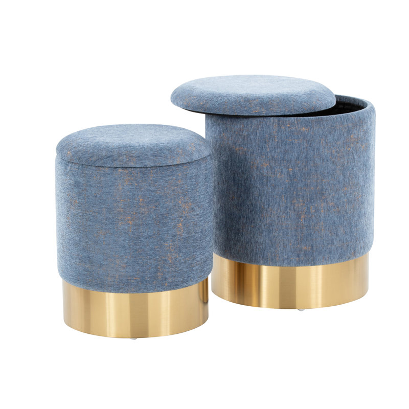 Marla Contemporary Nesting Ottoman Set, Blue