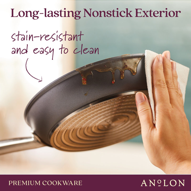 Anolon Accolade Hard Anodized Nonstick Induction Frying Pans / Skillet Set, Gray, 12" W and 10" W