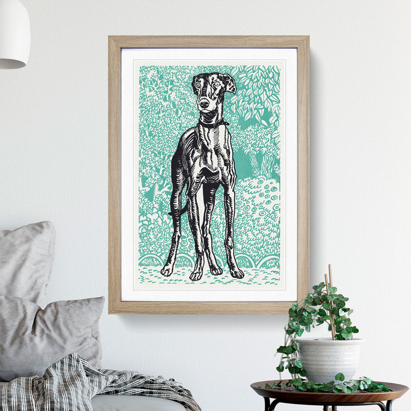Greyhound Vol.3 by Moriz Jung - Picture Frame Painting, Oak Framed, 36cm H x 27cm W x 2cm D