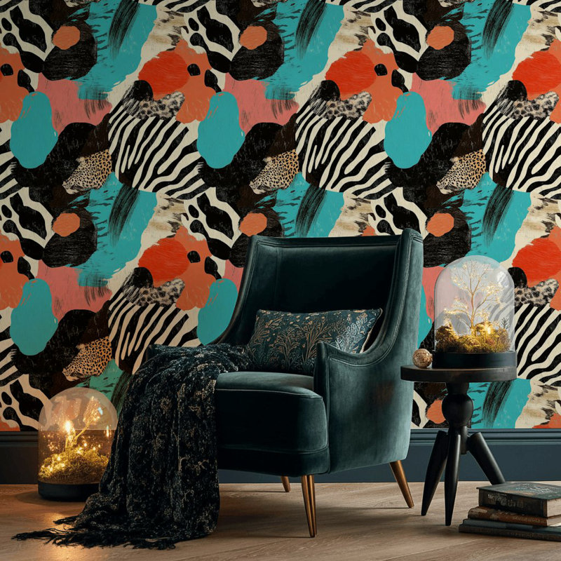 Papier peint à motif animalier