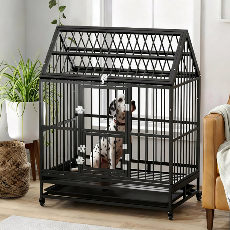 Caisse pour chien robuste avec 4 roues verrouillables, portes doubles et plateau amovible