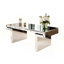 Table basse à miroir rectangulaire de luxe 47 pouces avec verre trempé cannelé, table d'appoint moderne pour canapé, assemblage facile en 2 étapes, style luxueux léger, emballage renforcé