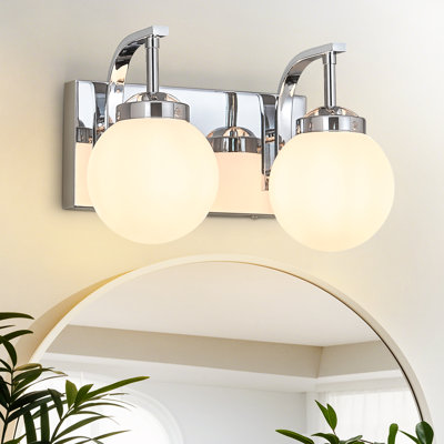 Modern Milk Glass Globe Shade Bathroom Light Vanity Light Fixture for Hallway Living Room Wash Room Powder Room