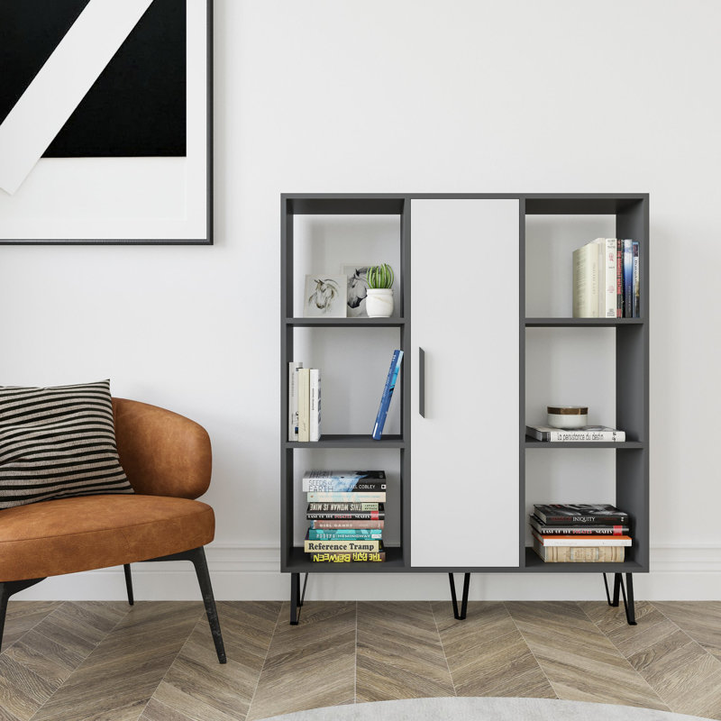 124.5cm H x 119.4cm W Reynaud Bookcase, Anthracite/White