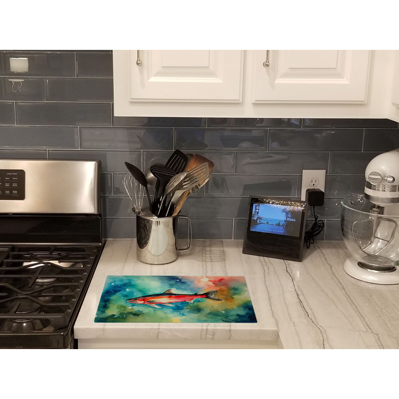 Salmon Glass Cutting Board Large