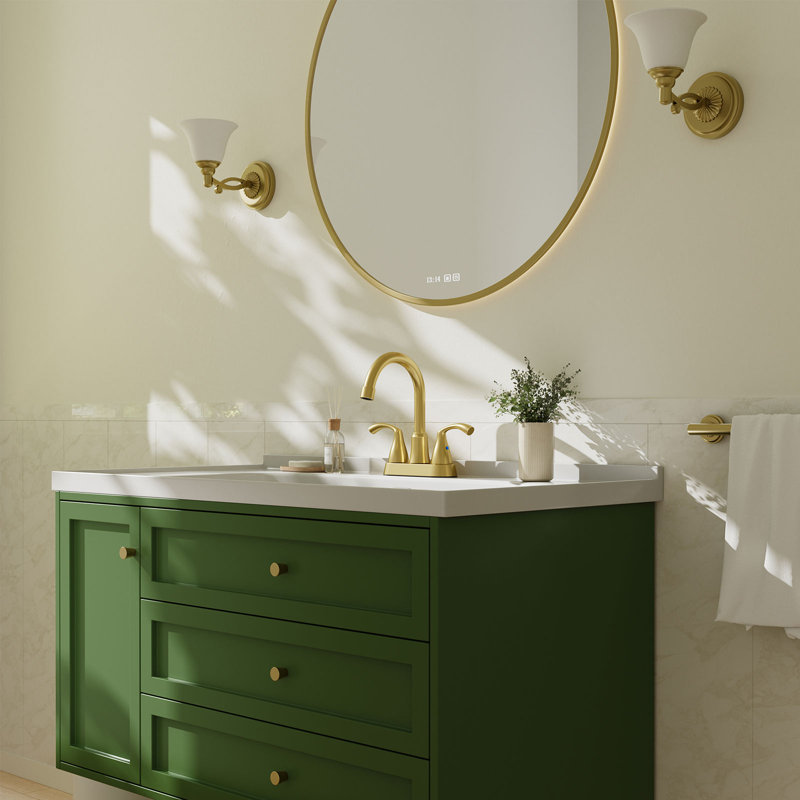 NO 2-handle Bathroom Faucet with Drain Assembly, Brushed Gold