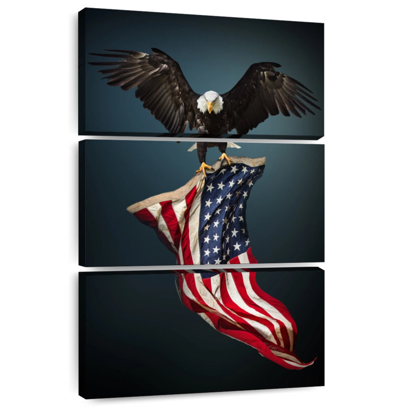 Brampt Eagle With American Flag, 32" H x 20" W