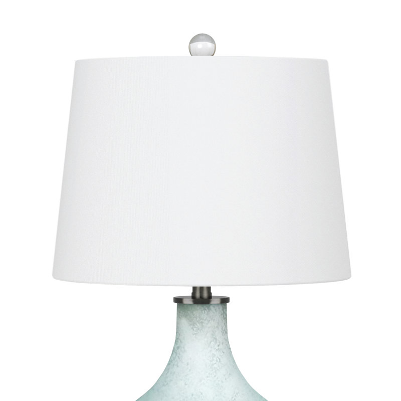 Lampe de table Jamantha en verre et acrylique avec abat-jour en lin 