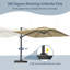 Parasol de patio en porte-à-faux carré 11 pi beige (sans base de parasol)-646027353-646027355