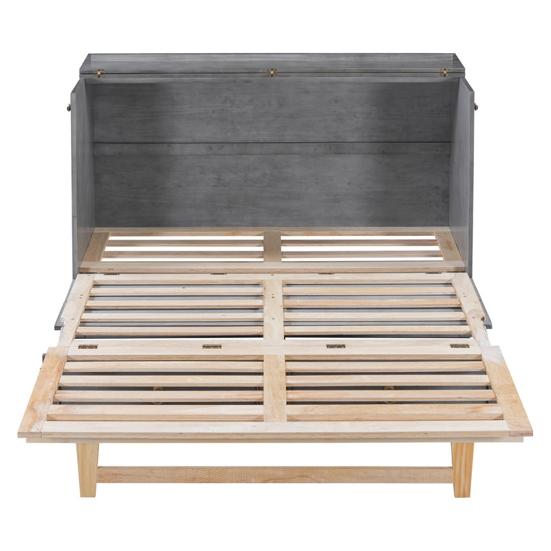 Drawer Murphy Bed Cabinet With Outlets, Gray 2, Queen