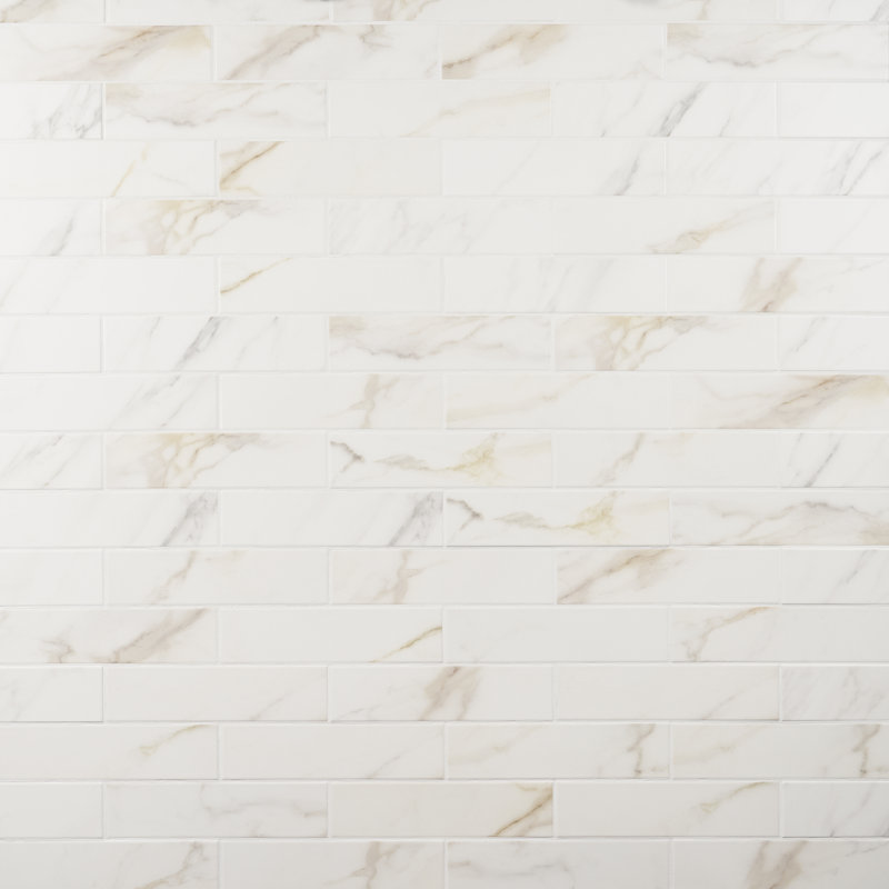 Santorini 2.95 in. x 11.81 in. Matte Ceramic Wall Tile (5.38 Sq. Ft. / Case), Calacatta